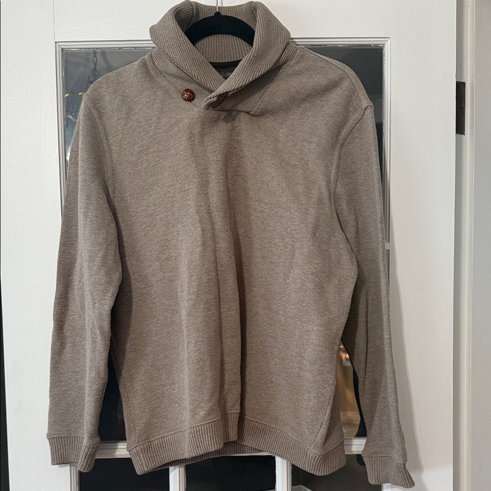 Men's Tasso Elba Taupe Sweater with Button Detail